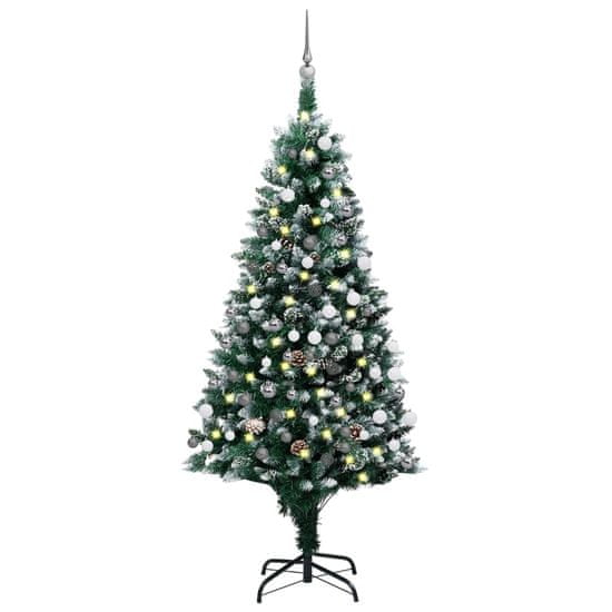 Greatstore műkarácsonyfa LED-ekkel, gömbszettel és tobozokkal 150 cm