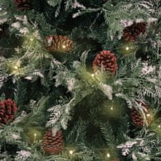 shumee zöld és fehér karácsonyfa LED-ekkel és fenyőtobozokkal 195 cm
