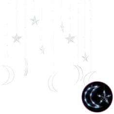 shumee 138 hideg fehér LED-es csillag és hold fényfüzér távirányítóval