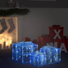 shumee 3 darab dekoratív akril hideg fehér karácsonyi ajándékdoboz