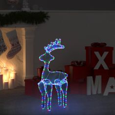 Greatstore rénszarvasos karácsonyi dísz hálóval és 306 LED-del 60x24x89 cm