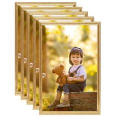 Greatstore 5 db aranyszínű MDF fali/asztali fényképkeret 42 x 59,4 cm