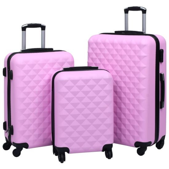 Greatstore 3 db rózsaszín ABS keményfalú gurulós bőrönd