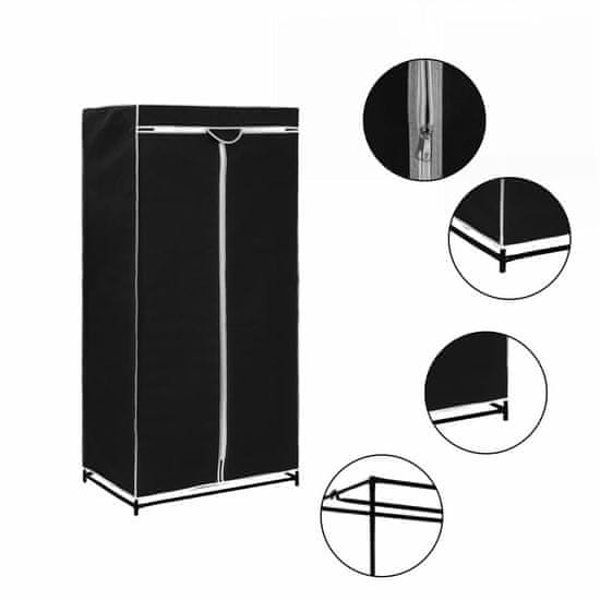 Greatstore fekete ruhásszekrény 75 x 50 x 160 cm