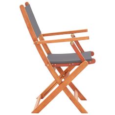 shumee 2 db szürke tömör eukaliptuszfa és textilén összecsukható szék