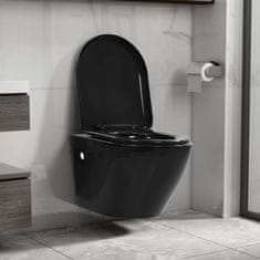 Vidaxl fekete falra szerelhető kerámia WC rejtett öblítőtartállyal 3054478