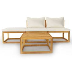 shumee 3057658 4 Piece Garden Lounge Set with Cushion Cream Solid Acacia Wood (311855+311863)