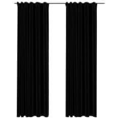 shumee 2 db fekete vászonhatású sötétítőfüggöny kampókkal 140 x 225 cm