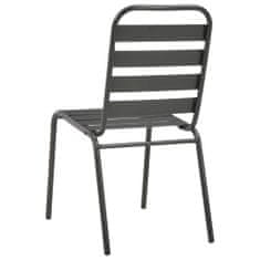 shumee 4 darab sötétszürke acél kültéri szék lécezett dizájnnal