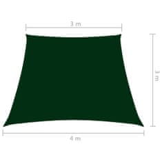 Greatstore sötétzöld trapéz alakú oxford-szövet napvitorla 3/4 x 3 m