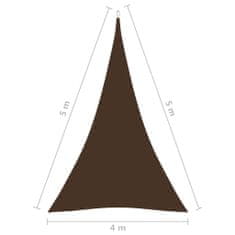shumee barna háromszög alakú oxford-szövet napvitorla 4x5x5 m
