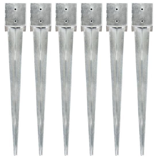 shumee 6 db ezüstszínű horganyzott acél kerítéstüske 12 x 12 x 89 cm