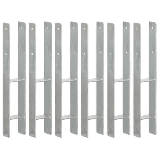 shumee 6 db ezüstszínű horganyzott acél kerítéshorgony 9 x 6 x 60 cm