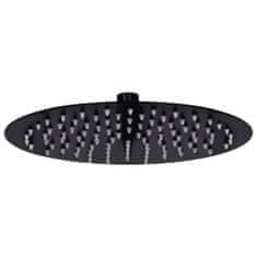 Greatstore fekete kerek rozsdamentes acél esőztető zuhanyfej 25 cm