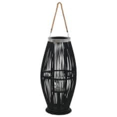 Greatstore fekete bambusz függő gyertyatartó lámpás, 60 cm