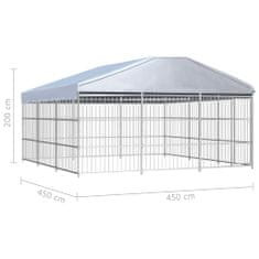 Vidaxl kültéri kutyakennel tetővel 450 x 450 x 200 cm 144627