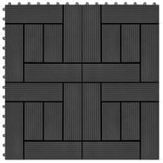 Vidaxl 11 db (1 m2) fekete WPC teraszburkoló lap 30 x 30 cm 45026