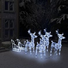 shumee akril rénszarvasok és szán karácsonyi dekoráció 240 LED-del