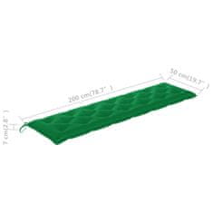 Greatstore zöld szövet kerti padpárna 200 x 50 x 7 cm