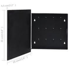 shumee fekete kulcsszekrény mágneses lappal 35 x 35 x 5,5 cm