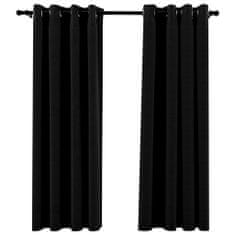 shumee 2 db fekete, vászonhatású sötétítőfüggöny fűzőkarikával 140 x 175 cm