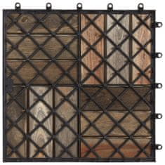 Greatstore 10 darab antikolt szürke tömör akácfa padlólap 30 x 30 cm