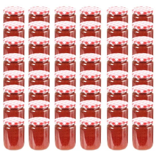 shumee 48 db 230 ml-es befőttesüveg piros-fehér tetővel