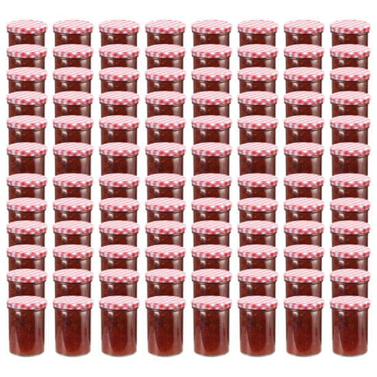 shumee 96 db 400 ml-es befőttesüveg piros-fehér tetővel