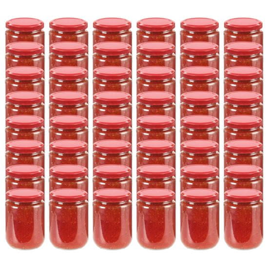 shumee 48 db 230 ml-es befőttesüveg piros tetővel