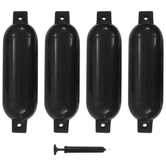 Greatstore 4 darab fekete PVC hajóütköző 51 x 14 cm