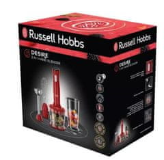 Russell Hobbs 24700-56 Desire 3 az 1-ben botmixer, 500W, 2 sebességfokozat, Habverő, Aprító, Kehely, Pulse funkció, Piros