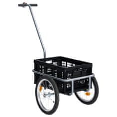 shumee fekete kerékpár pótkocsi összecsukható dobozzal 50 l 150 kg