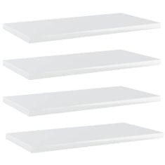 shumee 4 db magasfényű fehér forgácslap könyvespolc 40 x 20 x 1,5 cm