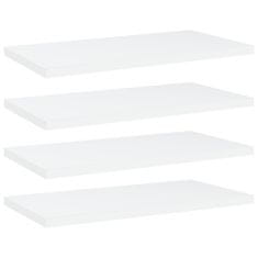 shumee 4 db fehér forgácslap könyvespolc 40 x 20 x 1,5 cm