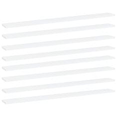 Greatstore 8 db fehér forgácslap könyvespolc 100 x 10 x 1,5 cm