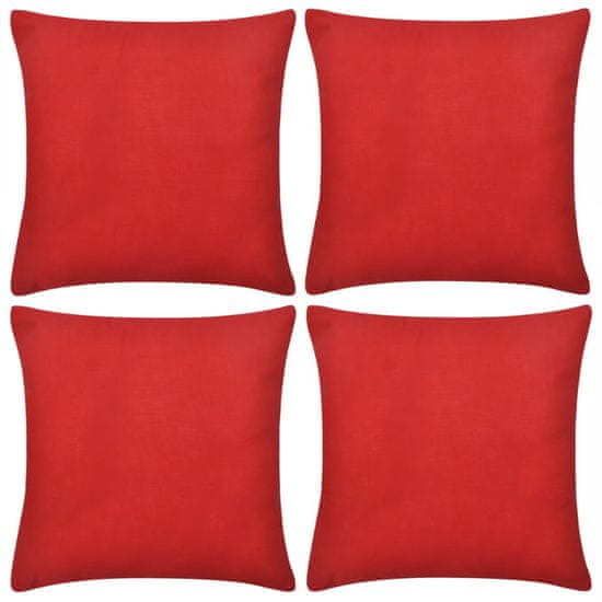 shumee 130916 4 Red Cushion Covers Cotton 40 x 40 cm