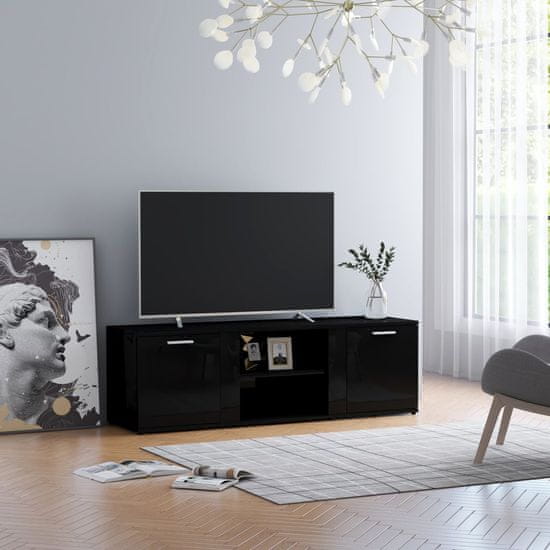 shumee magasfényű fekete forgácslap TV-szekrény 120 x 34 x 37 cm