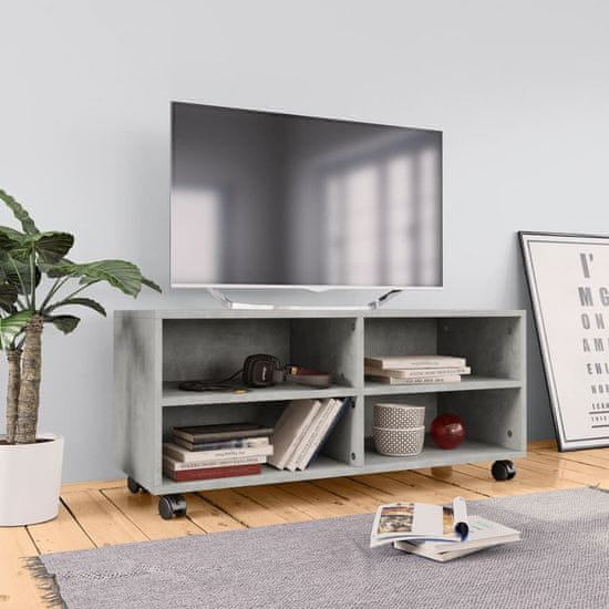 shumee betonszürke forgácslap TV-szekrény görgőkkel 90 x 35 x 35 cm