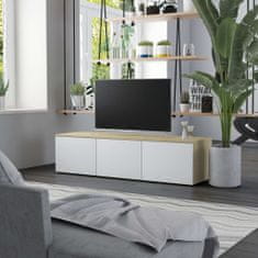 shumee fehér és sonoma tölgy színű forgácslap TV-szekrény 120 x 34 x 30 cm