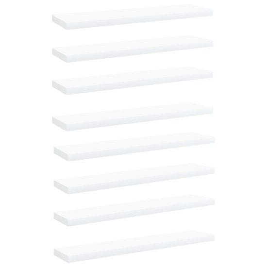 shumee 8 db fehér forgácslap könyvespolc 40 x 10 x 1,5 cm