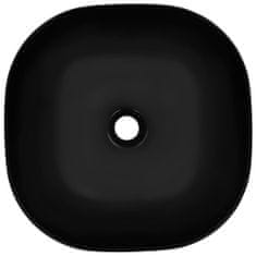 Greatstore fekete kerámia mosdókagyló 42,5 x 42,5 x 14,5 cm