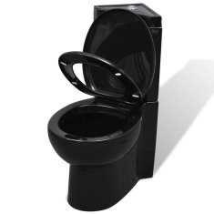 Greatstore WC Kerámia Fürdőszoba Vécé Fekete