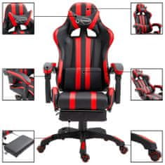Greatstore piros műbőr gamer szék lábtartóval