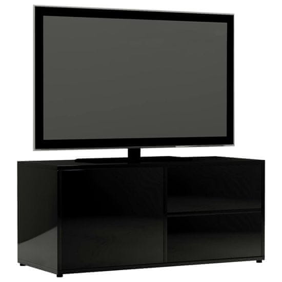 shumee magasfényű fekete forgácslap TV-szekrény 80 x 34 x 36 cm