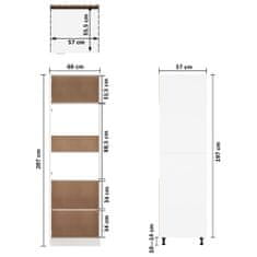 Greatstore barna tölgy színű szerelt fa hűtőtároló szekrény 60x57x207 cm