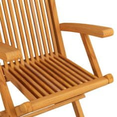 Greatstore 3 db tömör tíkfa kerti szék fekete párnával