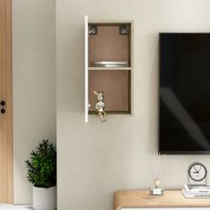 shumee fehér és tölgyszínű forgácslap TV-szekrény 30,5 x 30 x 60 cm
