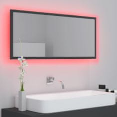Greatstore szürke LED-es mérnöki fa fürdőszobatükör 100x8,5x37 cm