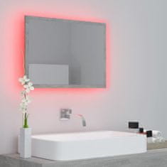 Greatstore betonszürke LED-es mérnöki fa fürdőszobatükör 60x8,5x37 cm