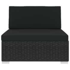 shumee 1 db fekete polyrattan moduláris középső kanapé párnákkal